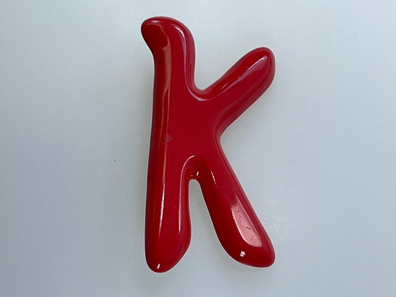 Vintage Pin Brooch Initial K Red Plastic Used - image 1