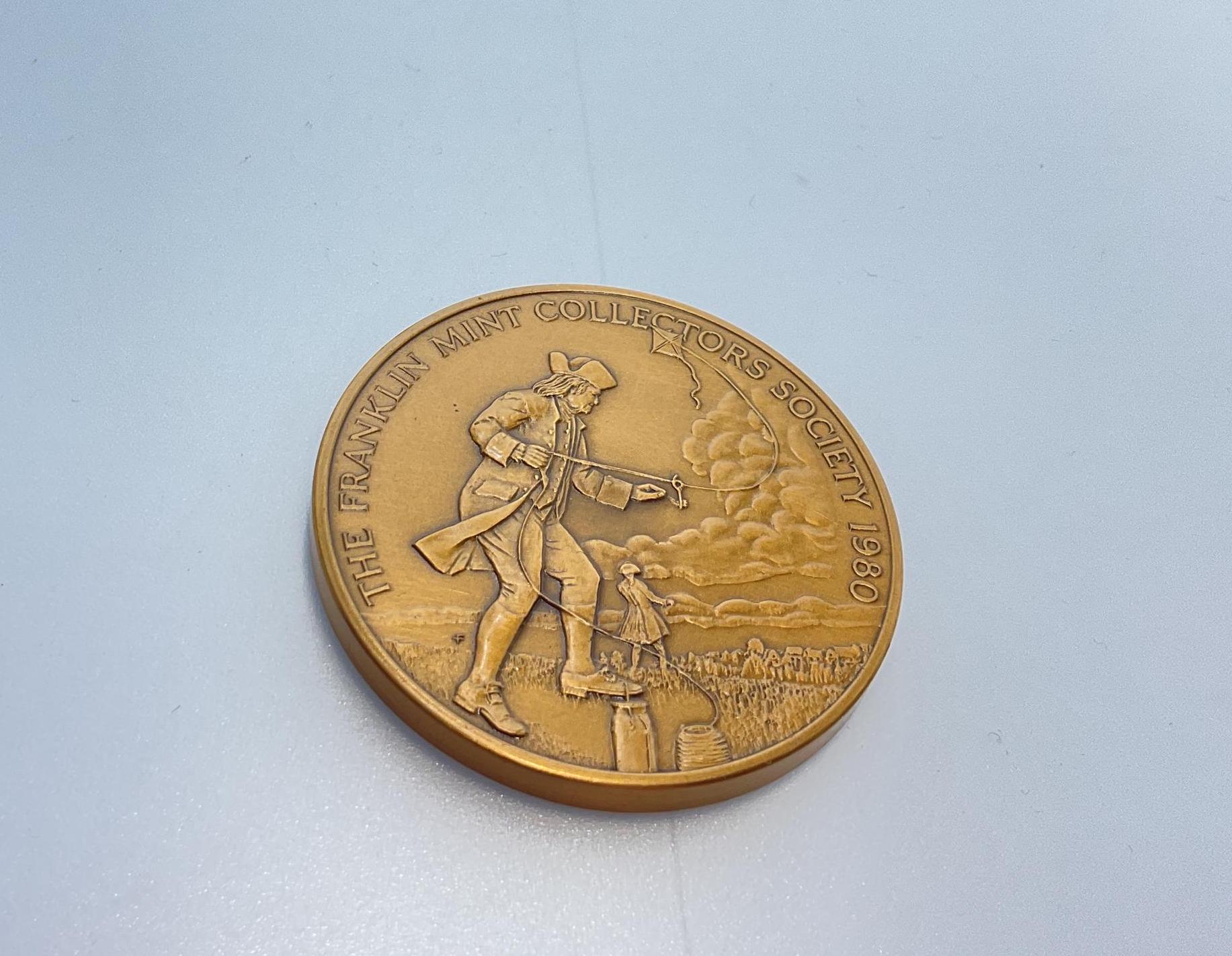 Vintage Bronze Medal the Franklin Mint Collectors Society 1980