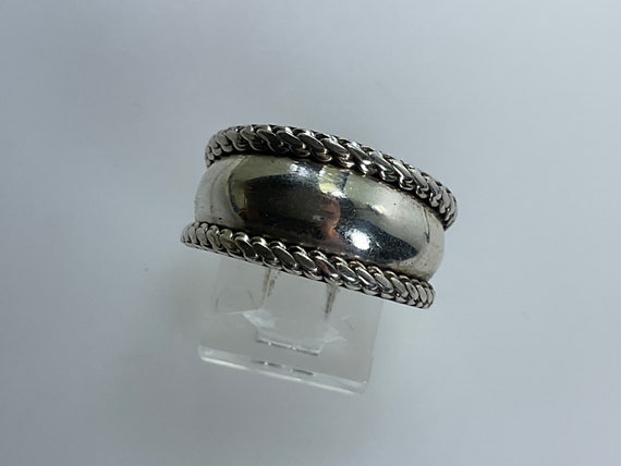 Anillo vintage tamaño plata de ley 925 banda cónica lisa usada