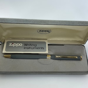 Vintage Zippo Writing Instruments Pen Gray With John Labarr Untested In Box Used