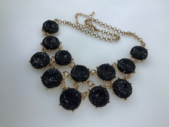Vintage 18”-21” Necklace Gold Toned With Black Rh… - image 1
