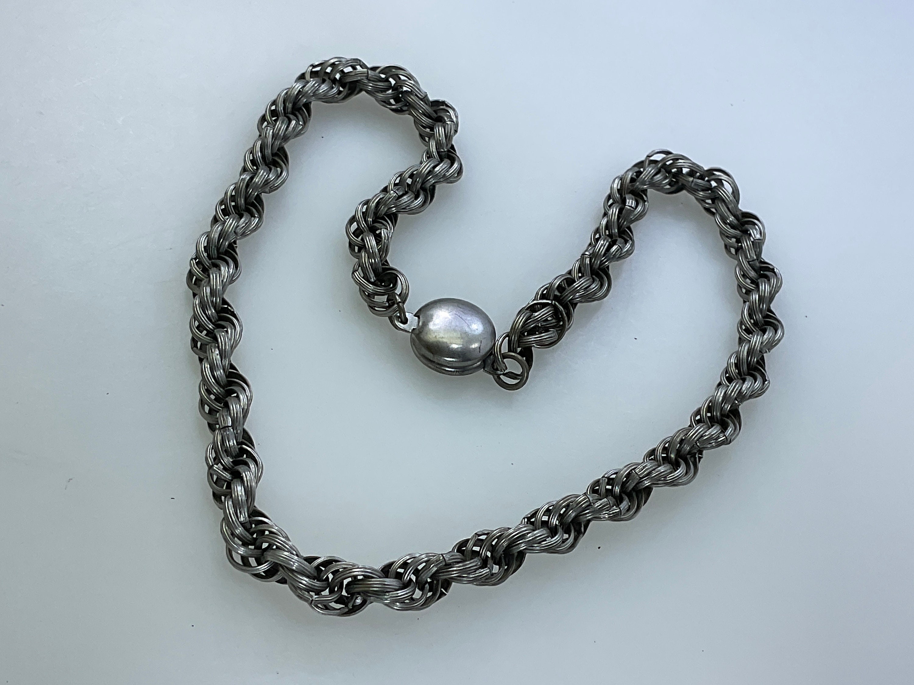 Vintage 15” Necklace Silver Toned Twist Chain Used