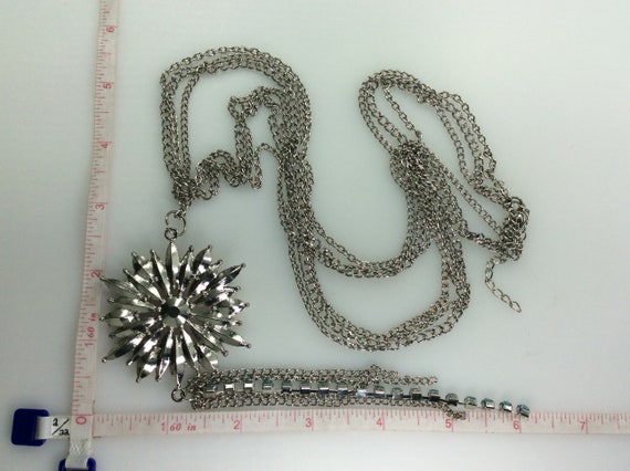 Vintage 30"-33" Necklace Three Strands Chains Wit… - image 2