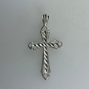 Vintage Pendant Sterling Silver 925 Diamond Cut Cross Used