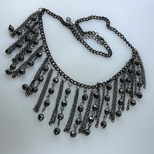 Vintage 18”-20” Necklace Oxidized Chain With Beads And Chains Dangles Used