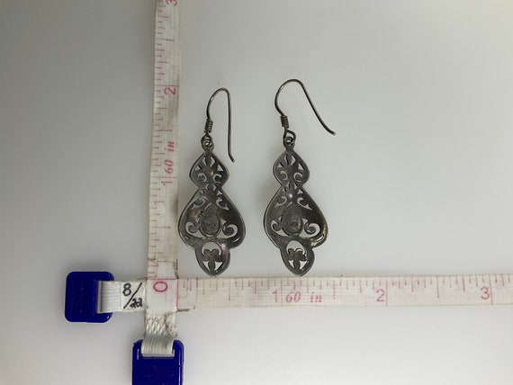 Vintage Dangle Earrings Sterling Silver 925 Flora… - image 2