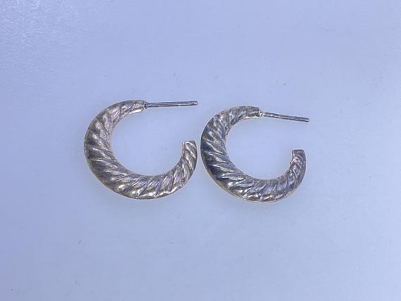 Vintage Stud Earrings Sterling Silver 925 Hoop With Twist Look Need-Cleaned No Backs Used