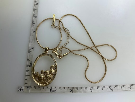 Vintage T Tamari 24”-27” Necklace Gold Toned Oval… - image 2