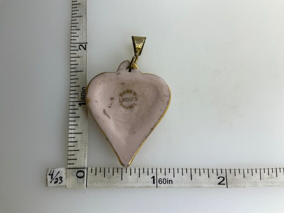 Vintage Limoges Pendant Gold Toned Heart With Vic… - image 2