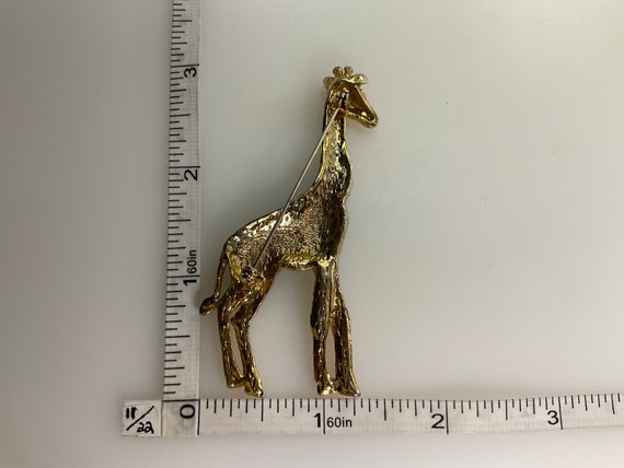 Vintage Pin Brooch Gold Toned Giraffe With Clear … - image 2