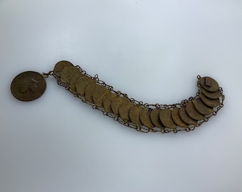 Vintage 7” Bracelet With Old Coins Design Used