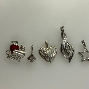 Vintage Lot Of 5 Pendants Charms Sterling Silver 925 Assorted Designs As Is Used