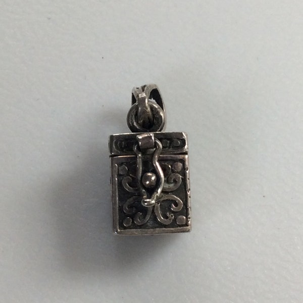 Vintage Pendant Sterling Silver 925 Prayer Box With Cross And Fish Design Used