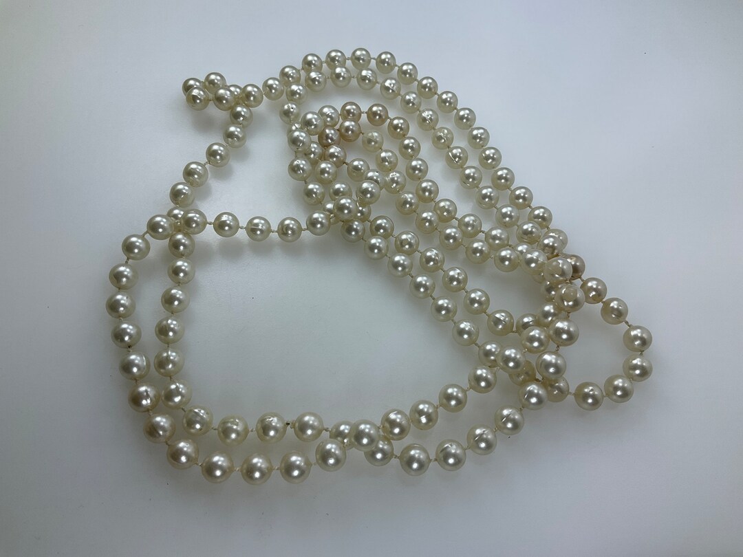 Vintage 57 Necklace With White Faux Pearl Beads Plastic Used Etsy