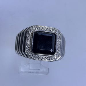 Vintage Sterling Silver Square Onyx Ring - Etsy
