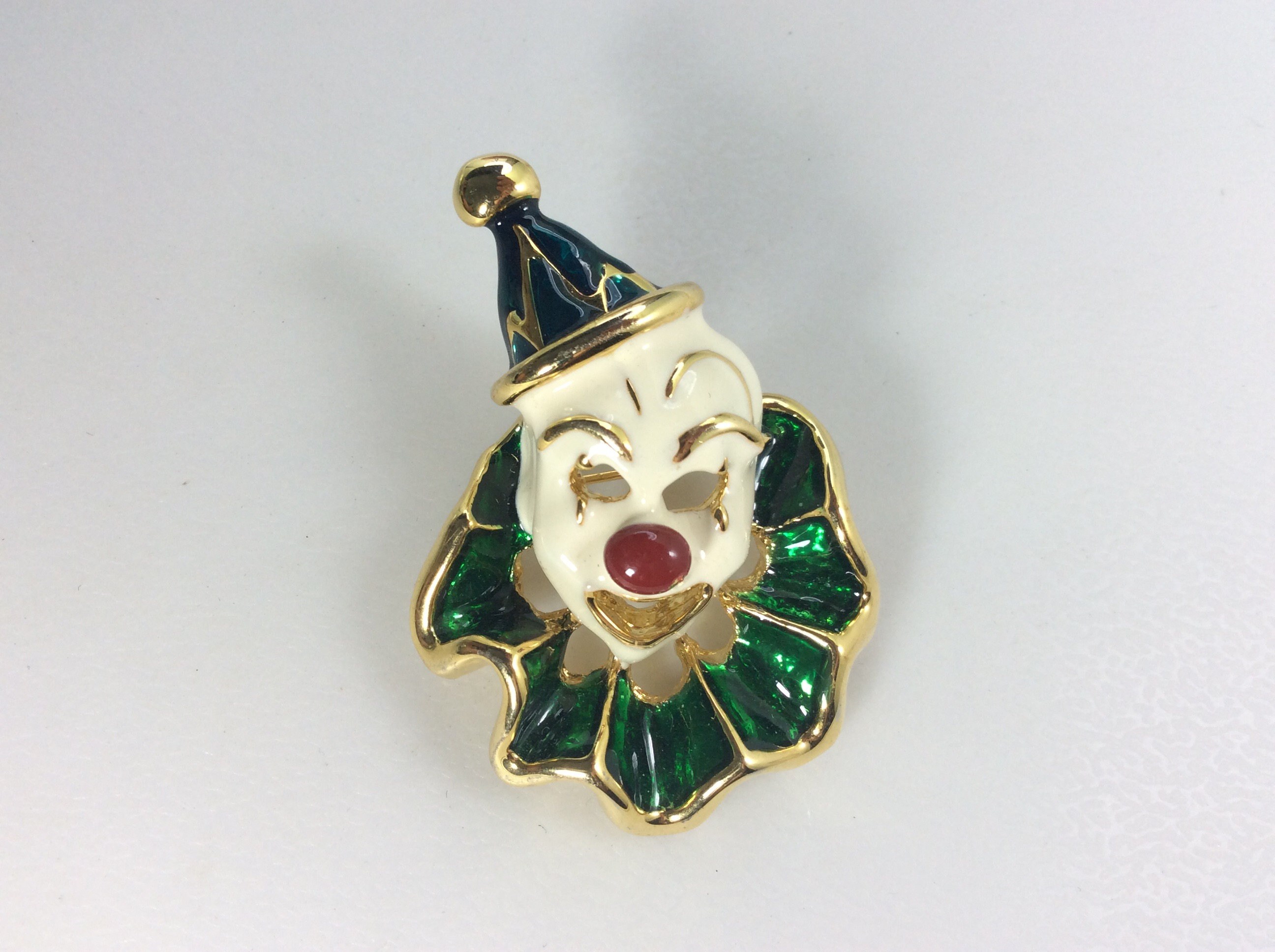 Broche Clown émaillée Multicolore - Ton Or, Neuf Sans Emballage, Bijou Fantaisie Joyeux