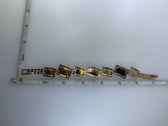 Vintage 7.25” Bracelet Gold Toned Rectangles With… - image 2