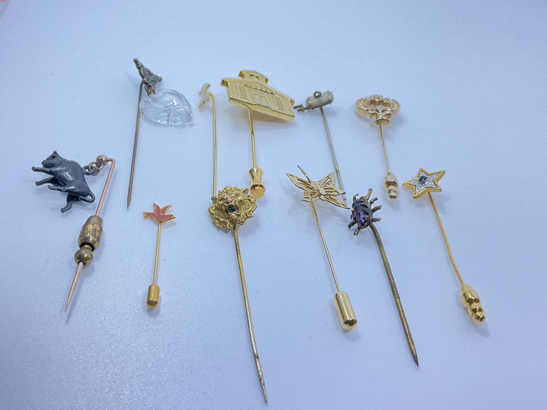 Sorrell Stick Pin Vintage Lot of 7 Silver-gold Toned Stick Pins Used - Etsy
