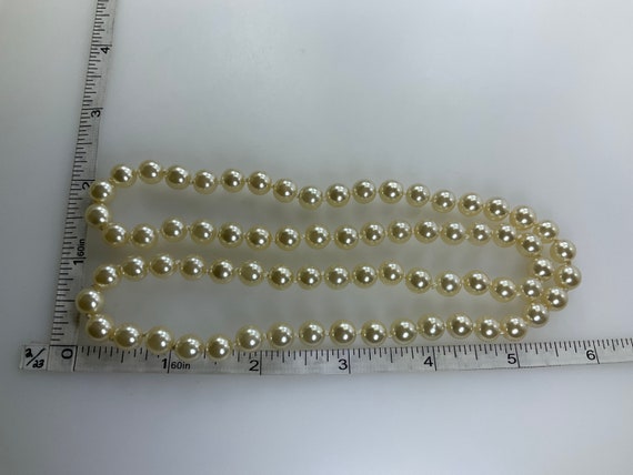 Vintage 24” Necklace With Cream Faux Pearl Beads … - image 2