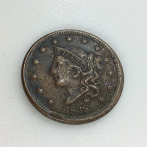 Vintage 1838 Large One Cent Coin Money US Used