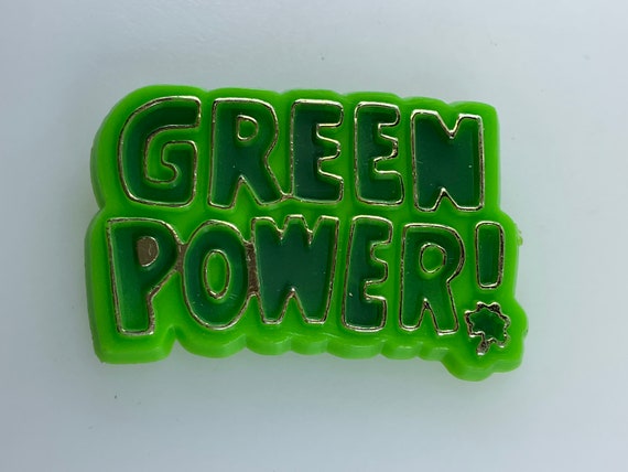 Vintage Pin Brooch Green Power Used - image 1