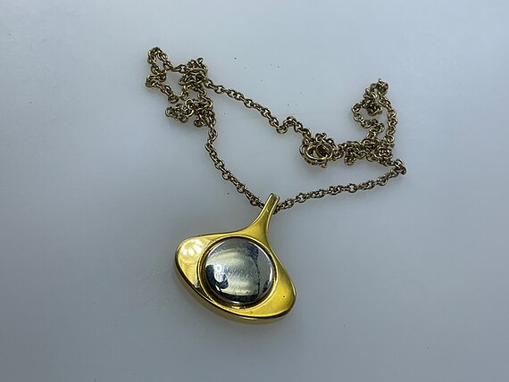 Vintage 18” Necklace Gold Silver Toned Teardrop W… - image 1