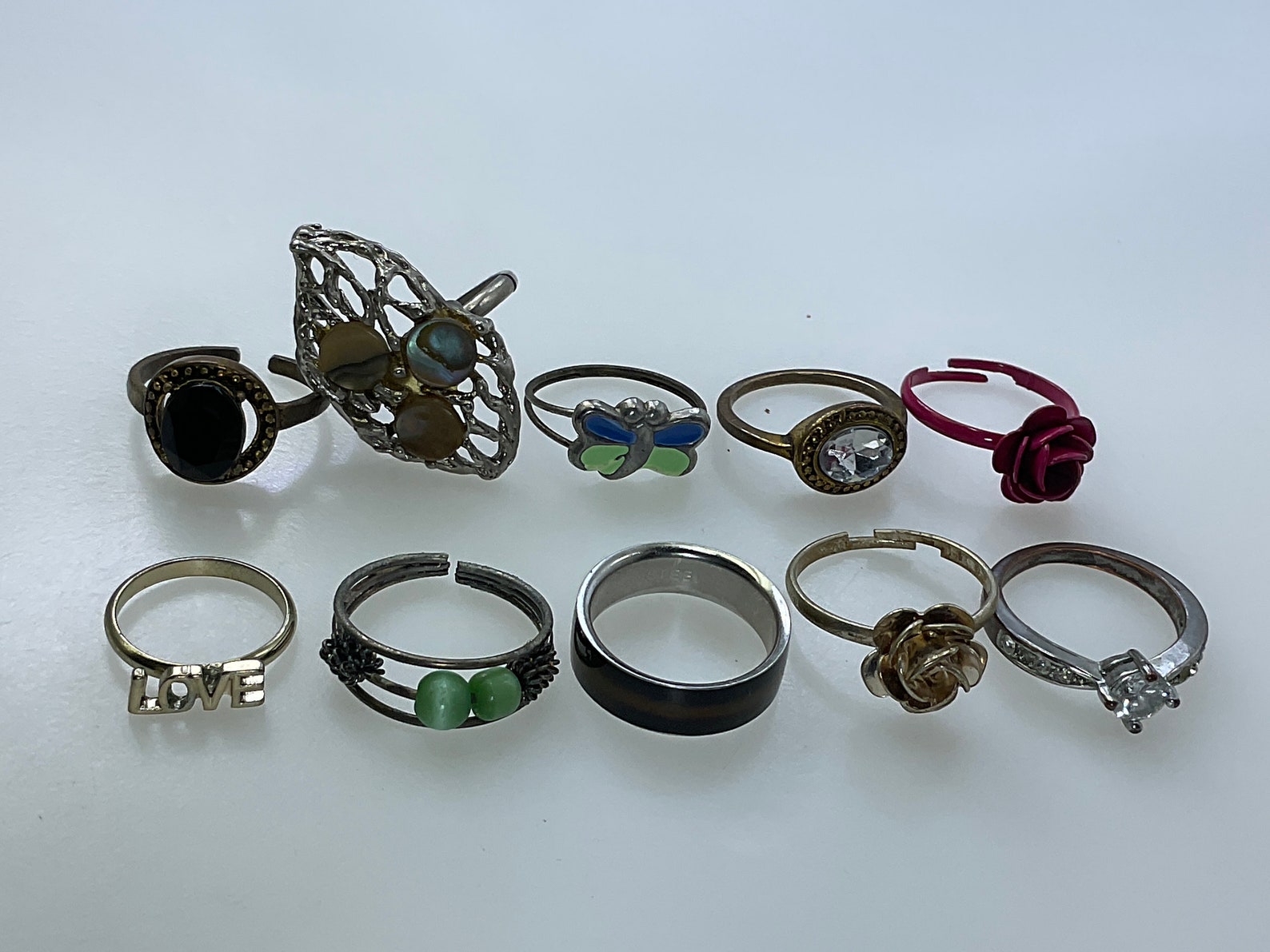 Vintage Lot of 10 Rings Assorted Silver Gold Toned Minor Issues as is ...