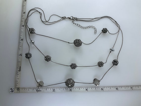 Vintage 17”-20” Necklace 3 Strands Silver Toned C… - image 2