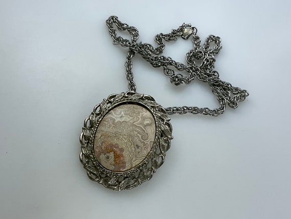 Vintage Judy Lee 23” Necklace Brooch Combo Silver… - image 1