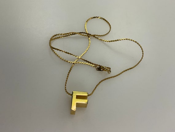 Vintage 16” Necklace Gold Toned With Initial F Us… - image 1