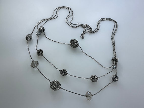 Vintage 17”-20” Necklace 3 Strands Silver Toned C… - image 1
