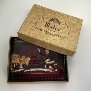 Vintage Wales Billfold Wallet Dogsled Scene Iroquois Goat 1511A In Box Old Stock