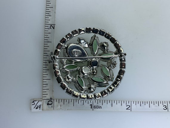 Vintage Weiss Pin Brooch Silver Toned Round Flora… - image 2
