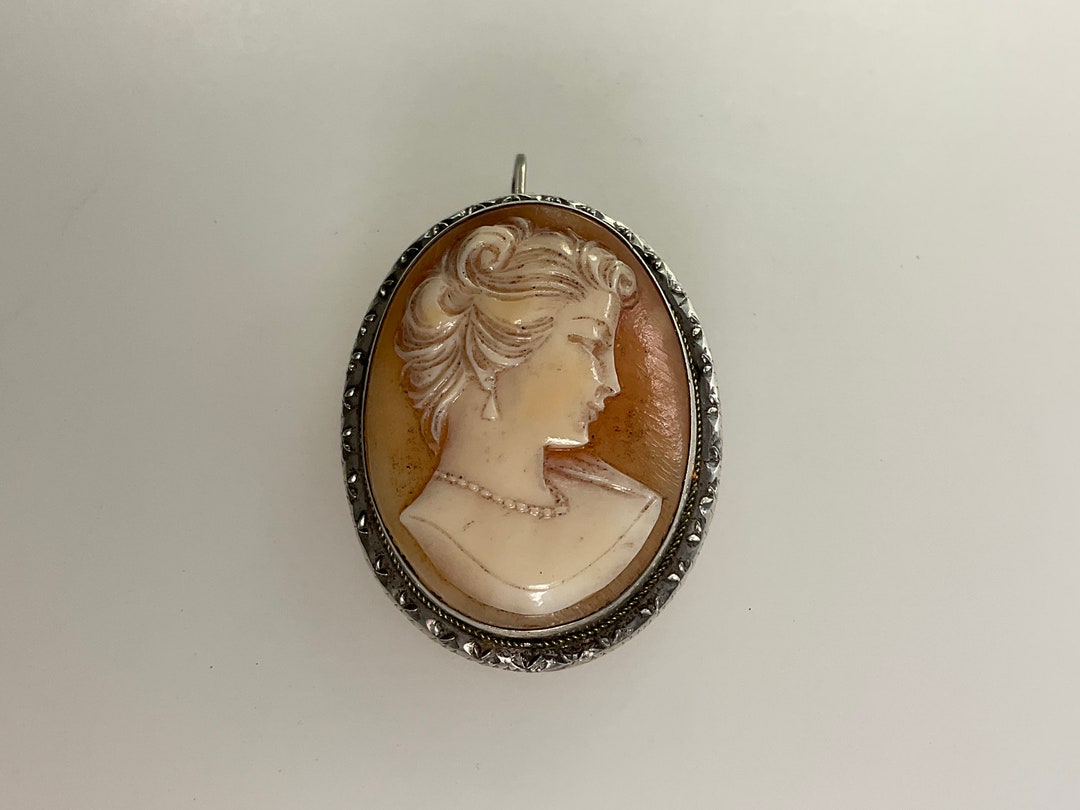 Vintage Pin Brooch Pendant Combo Sterling Silver 800 Oval Etsy