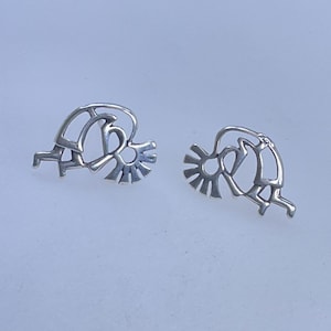 Vintage Stud Earrings Sterling Silver 925 Kokopelli No Backs Used