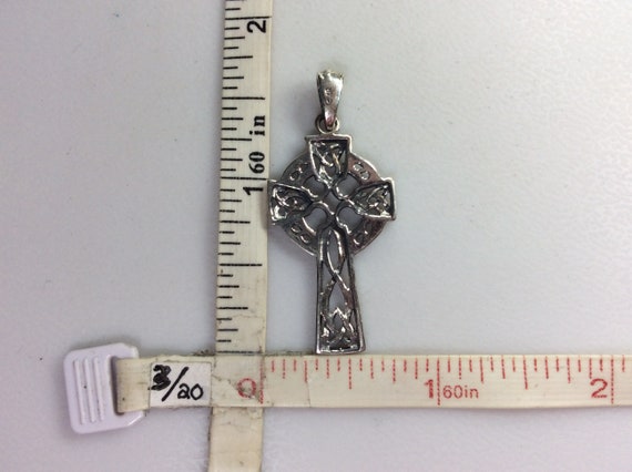 Vintage Pendant Sterling Silver 925 Cross Celtic … - image 2