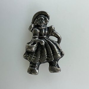 Vintage Pin Brooch Sterling Silver 925 Dutch Girl Design Used