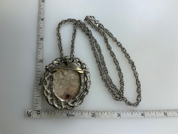 Vintage Judy Lee 23” Necklace Brooch Combo Silver… - image 2