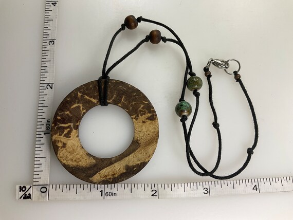 Vintage 18” Necklace Brown Circle Design With Gre… - image 2