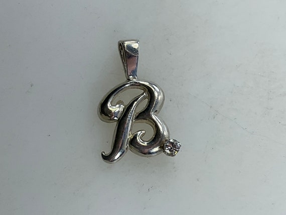 Vintage Pendant Sterling Silver 925 Initial B Wit… - image 1