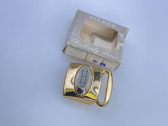 Vintage Hickok Belt Buckle Gold Toned With Initial H in Box  display picture 2