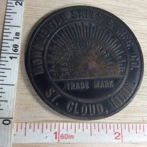 Vintage Old Monumental Sales & Mfg Co St Cloud Minn. Sunset Memorials Emblem Used