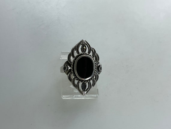 Vintage Ring Size 3.5 Sterling Silver 925 With Bl… - image 1