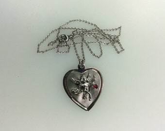Snake or Ball Chain Necklace Sterling Silver Angel With Light Green Synthetic CZ Heart Pendant on a Sterling Silver Cable Snake or Ball Chain Necklace Sterling Silver Angel With Light Green Synthetic CZ Heart Pendant on a Sterling Silver Cable