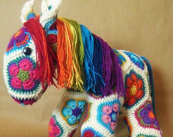 Custom Handmade African Flower Crochet Horse