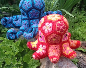 Lineandloops' African Flower crochet Octopus digital pattern - Download only