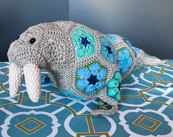 Custom Handmade Crochet African Flower Walrus