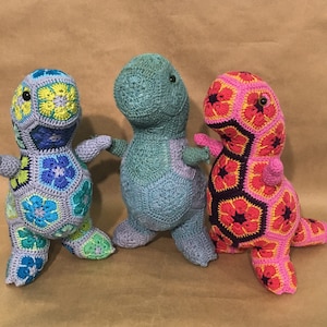 Patrón de crochet de flor africana de Rex el Tiranosaurio (solo PDF)