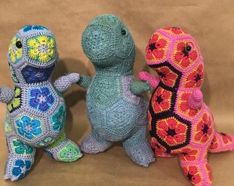 Rex the Tyrannosaurus African Flower Crochet Pattern - PDF only