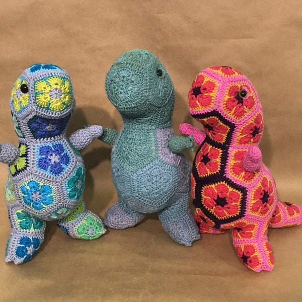 Rex the Tyrannosaurus African Flower Crochet Pattern - PDF only